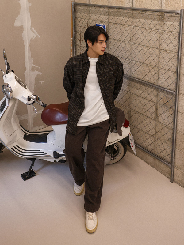 (XL-6XL)<BR>트라첸 ウール チェック柄のシャツ