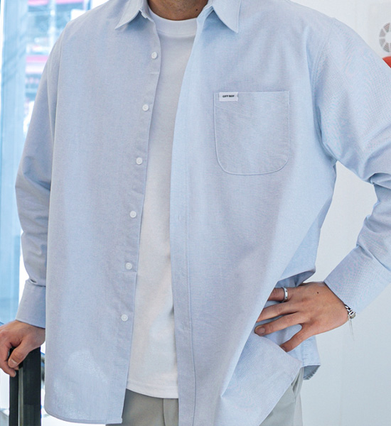 (L-5XL)<br>시티보이 オックスフォード シャツ<BR><B><FONT COLOR="#ff4800">[追加割引]</FONT></B>