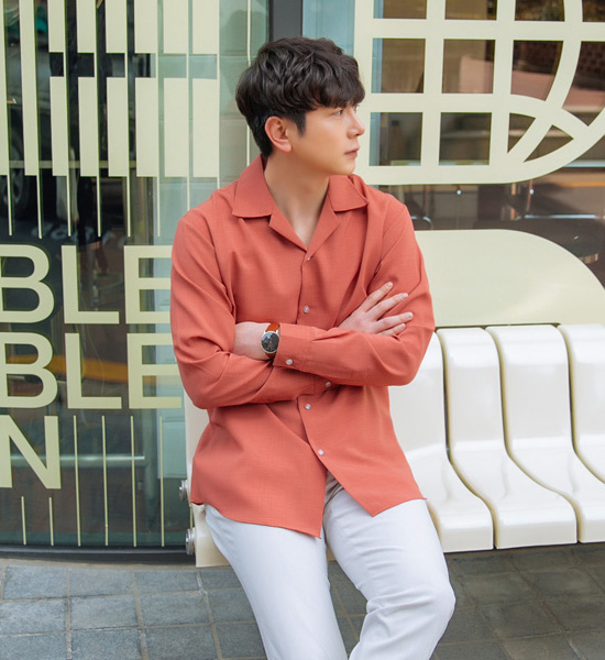 (L-5XL)<br>델리언 襟開けシャツ