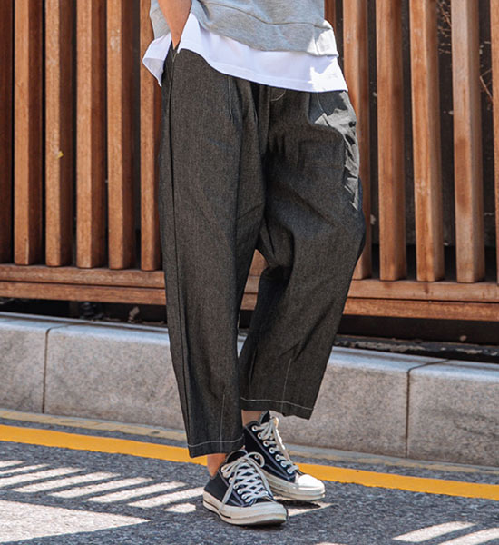 (L-5XL)<BR>더스턴 バルーン バンディング ノンウォッシュデニムパンツ <br><font color="#098a09"><B>長さを選択 (基本的な,ロング+10cm)</B></font>