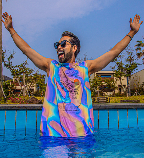 (L-5XL)<br>베이루트 ALOHA 軽警備員 袖なし