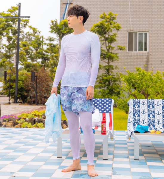 (L-6XL)<BR>히본 아쿠아스판 長袖Tシャツ+푸던 아쿠아스판 롱레깅스