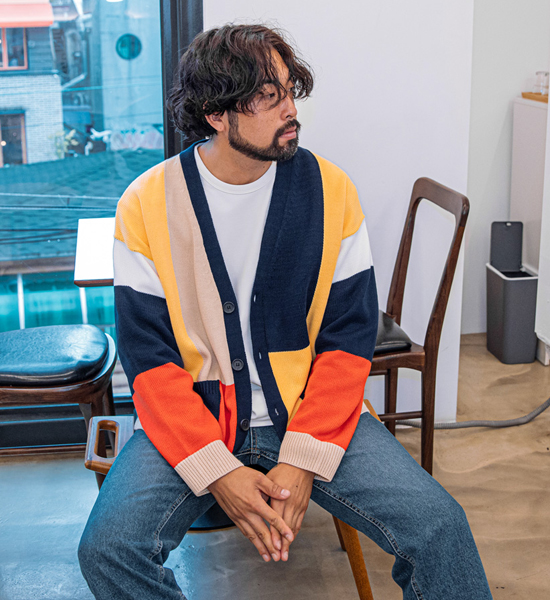 (XL-6XL)<BR>차고프 배색가디건
