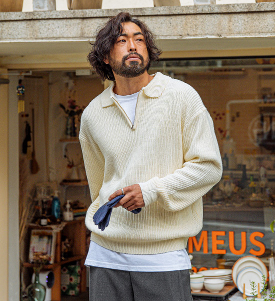 (XL-6XL)<br>이스턴 ハーフジップアップ 카라니트