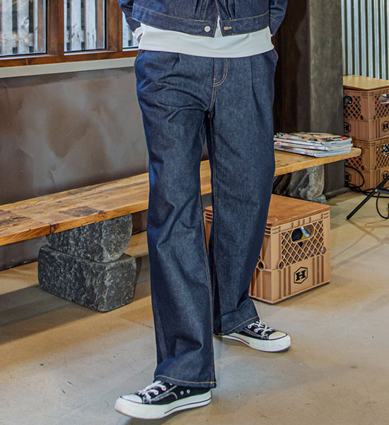 (S-5XL)<BR>포샤 広範囲 ノンウォッシュデニムパンツ 401