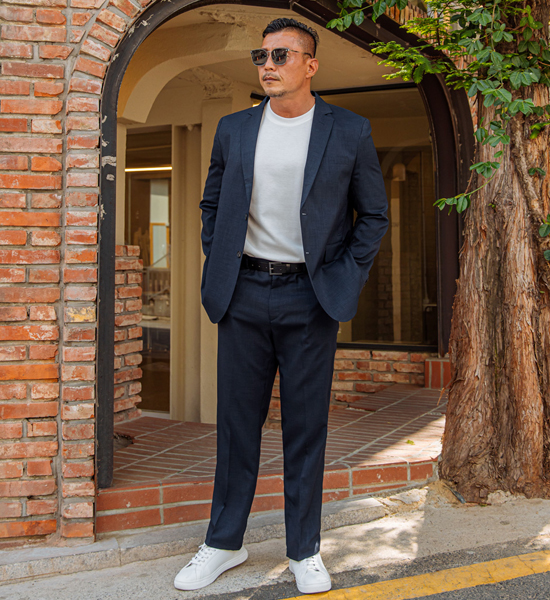 (L-4XL)<BR>모그파스 リネンのジャケット+브라이언 バンディングスラックス