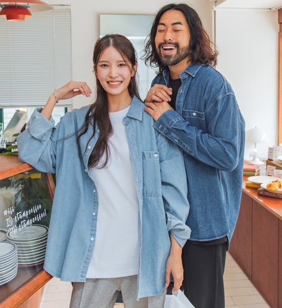 (L-6XL)<br>로크너 デニムシャツ