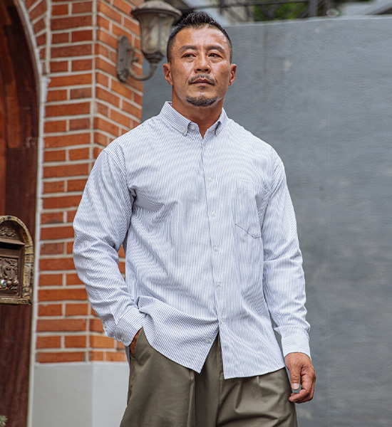 (L-5XL)<BR>콤바크 ストライプシャツ