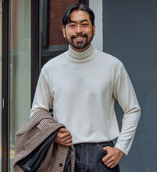 (L~5XL)<br>로스라고 肋骨のある 목폴라니트