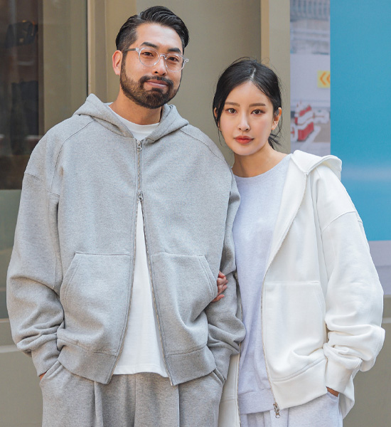 (L-5XL)<BR>쿠아조크  起毛フードジップアップ