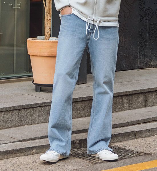 (L-4XL)<BR>엔에프시 롱와이드 デニムパンツ 1063