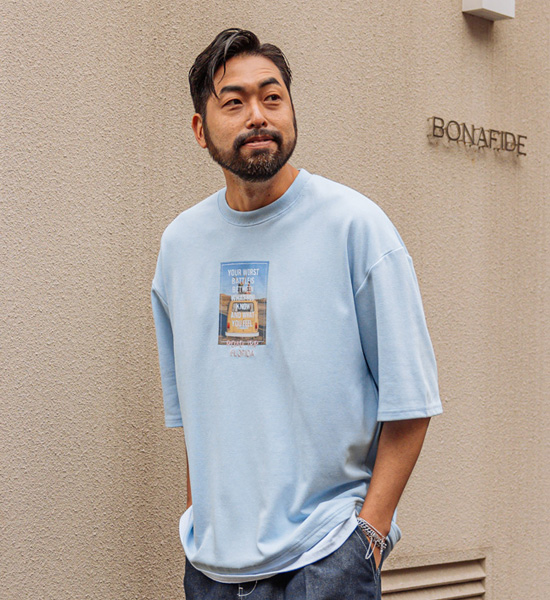 (L-5XL)<br>살랑살랑 로드패치 半そでティー