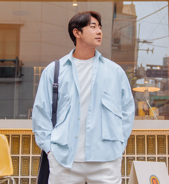 (XL-6XL)<br>얼티마 ストライプ 린넨면 シャツ&ジャケット