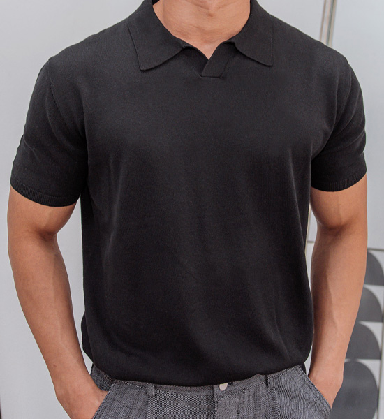 (L~5XL)<br>킨토어 カラー 半袖のニット