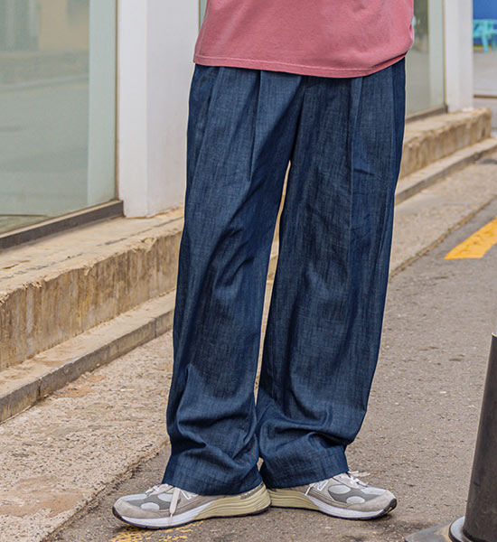 (L-4XL)<BR>안드네 広範囲 フェードなし ノンウォッシュデニムパンツ
