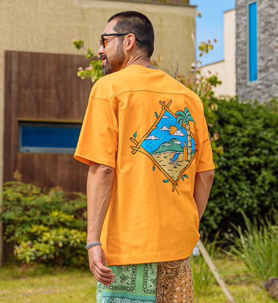 (L~5XL)<br>발린토 切開半袖Tシャツ