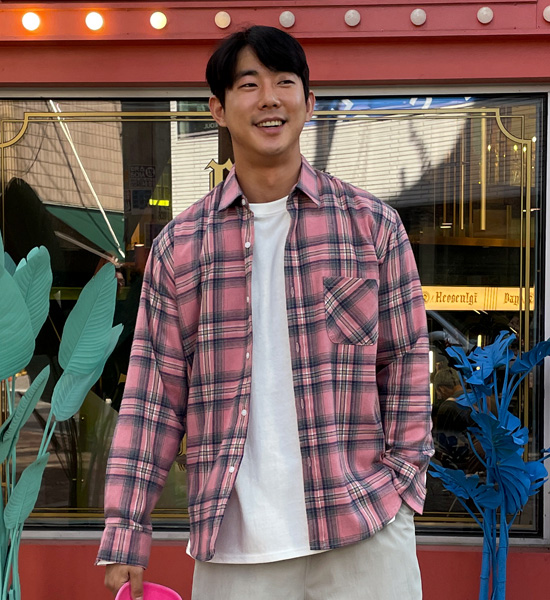 (L-3XL)<br>라우토가 チェック柄のシャツ