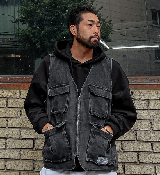 (M-3XL)<BR>로베너 デニムベスト 618