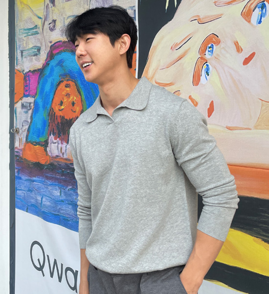 (L-5XL)<br>아드보나 オープンカラー 長袖ニット