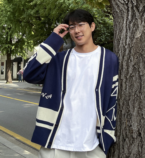 (L-5XL)<BR>소퍼튼 ニットカーディガン