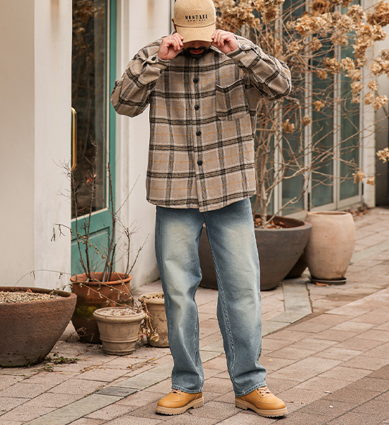 (S-5XL)<BR>데이비츠 セミワイドフィット デニムパンツ <br><font color="#098a09"><B>長さを選択 (基本的な,ロング+8cm)</B></font>