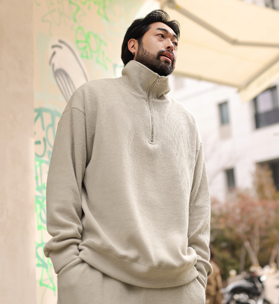 (XL-6XL)<br>우사라크 ハーフジップアップ マンツーマン <br><font color="#098a09"><B>長さを選択 (基本的な,ロング+6cm)</B></font><BR><B><FONT COLOR="#ff4800">[追加割引]</FONT></B>