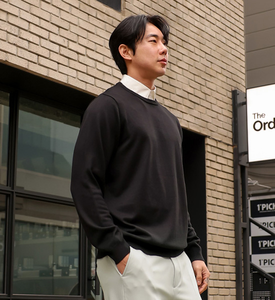 (L-5XL)<br>스위니 シャツレイヤード ニット<BR><B><FONT COLOR="#ff4800">[追加割引]</FONT></B>