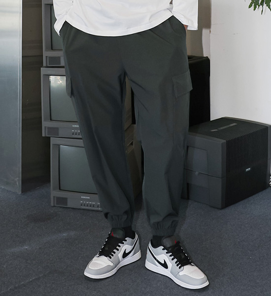 (M-5XL)<BR>럼비 사방스판 カーゴバンディング ジョガーパンツ 010-1