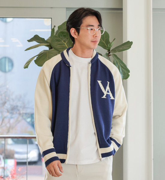 (XL-6XL)<BR>유랄디 配色 ニットジップアップ