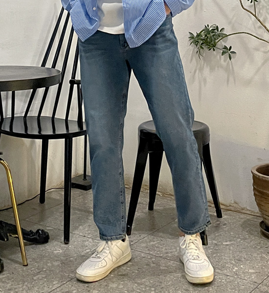 (L-4XL)<BR>컬던 スリムフィット 隠しバンド デニムパンツ RA-1047