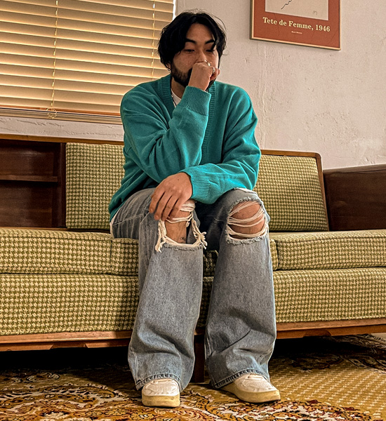 (XL-6XL)<BR>멍크 カーディガン
