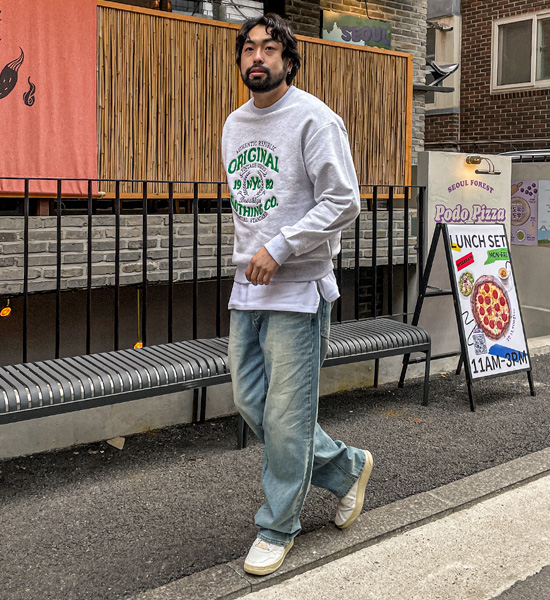 (S-5XL)<BR>피커링 ワイドフィット デニムパンツ 206