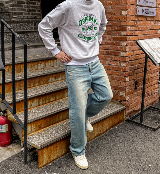 (S-5XL)<BR>피커링 ワイドフィット デニムパンツ 206