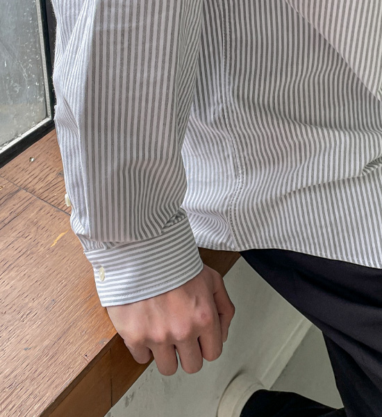 (L-5XL)<br>닐스 オックスフォード ストライプ  シャツ