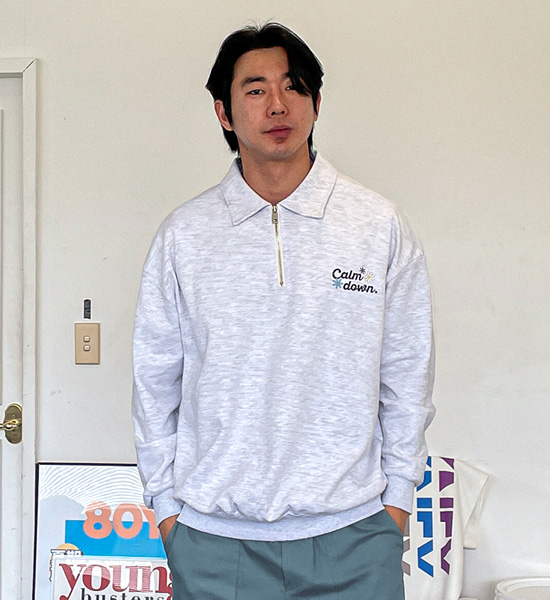 (M-5XL)<BR>스파주 襟付きスウェットシャツ