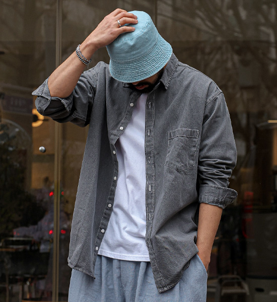 (L-5XL)<BR>알스트 デニムシャツ