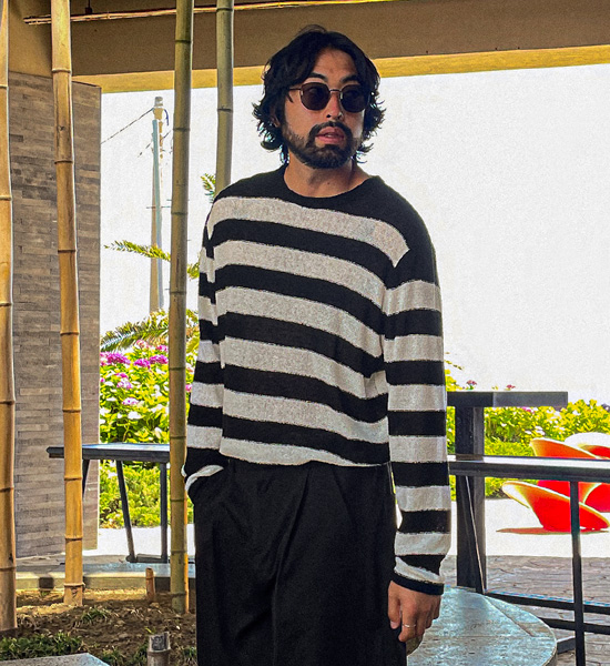 (L-5XL)<BR>시라디 ストライプ ニット