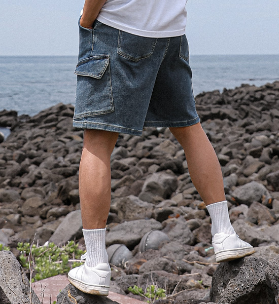 (L-5XL)<br>버트하드 デニムバンディングショートパンツ 878