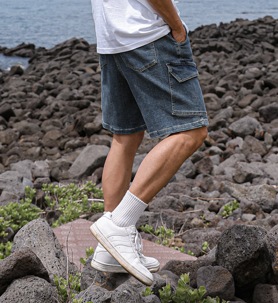 (L-5XL)<br>버트하드 デニムバンディングショートパンツ 878