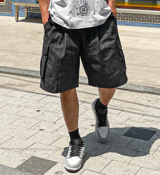 (XL-6XL)<BR>카지라 ノンウォッシュジーンズ バンディング半ズボン