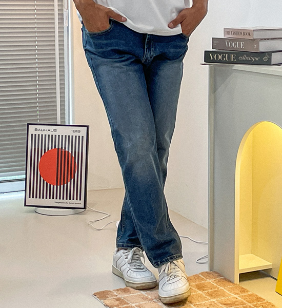 (L-4XL)<BR>휘호 スリムフィット 隠しバンド デニムパンツ RA-1067