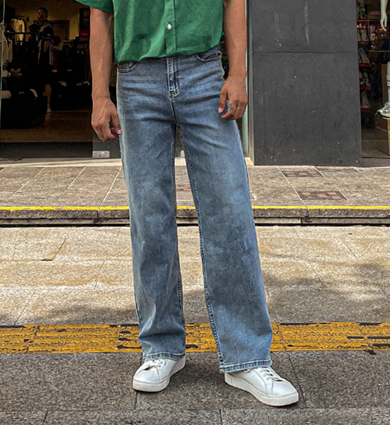(L-4XL)<BR>다노티 標準フィット 隠しバンド デニムパンツ 1984