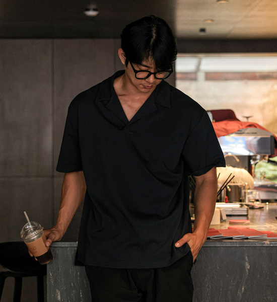 (L-5XL)<BR>바스타나 オープンカラー 半そでティー