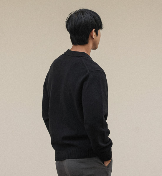 (2XL-5XL)<BR>도펄 オープンカラー 長袖ニット