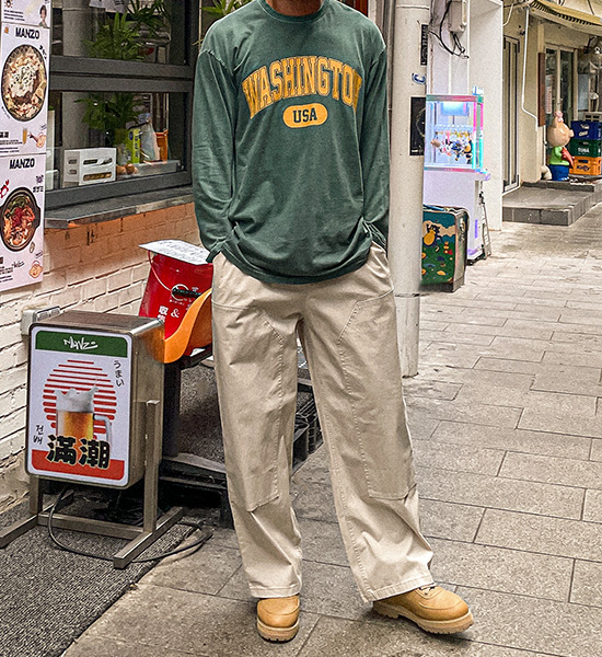 (L-5XL)<BR>리카파 顔料 長袖Tシャツ