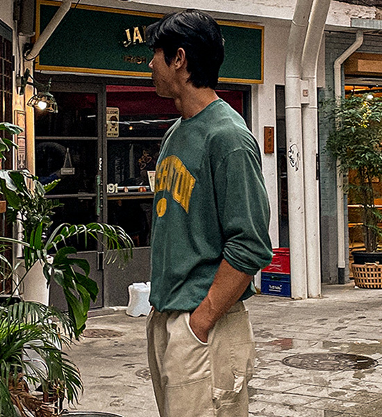 (L-5XL)<BR>리카파 顔料 長袖Tシャツ