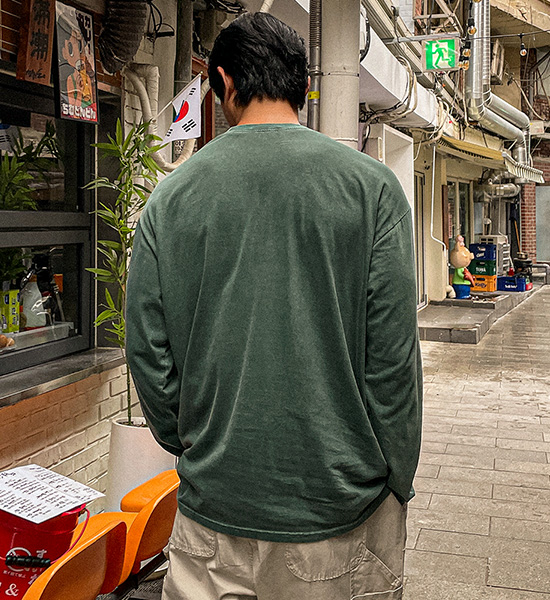 (L-5XL)<BR>리카파 顔料 長袖Tシャツ