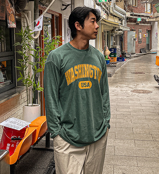 (L-5XL)<BR>리카파 顔料 長袖Tシャツ