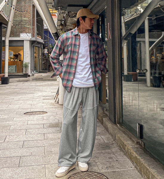 (L-5XL)<BR>카토라 チェック柄のシャツ