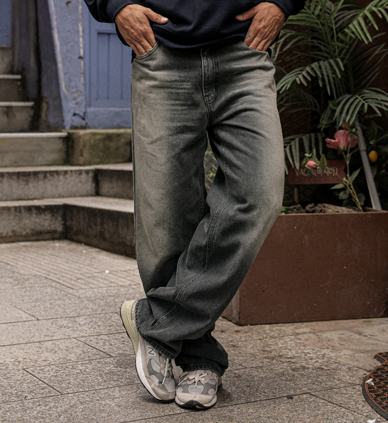 (S-3XL)<BR>밸도니 ワイドフィット デニムパンツ 211